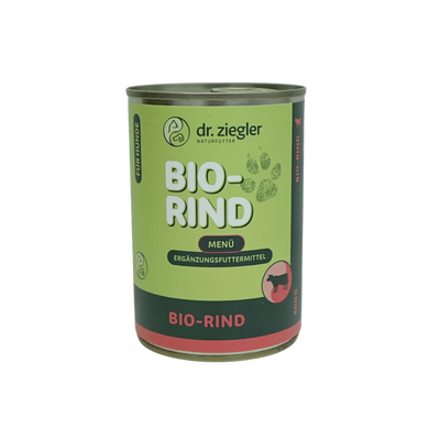 Dose Dr. Ziegler Bio-Rind Menü Hundefutter, 400g, grün-rote Verpackung