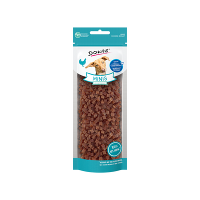 Dokas Hühnerbrust Minis – Hundesnack als Ergänzungsfuttermittel, ideal für Schnüffelteppiche und Schnüffelrasen. Inhalt: 70 g.