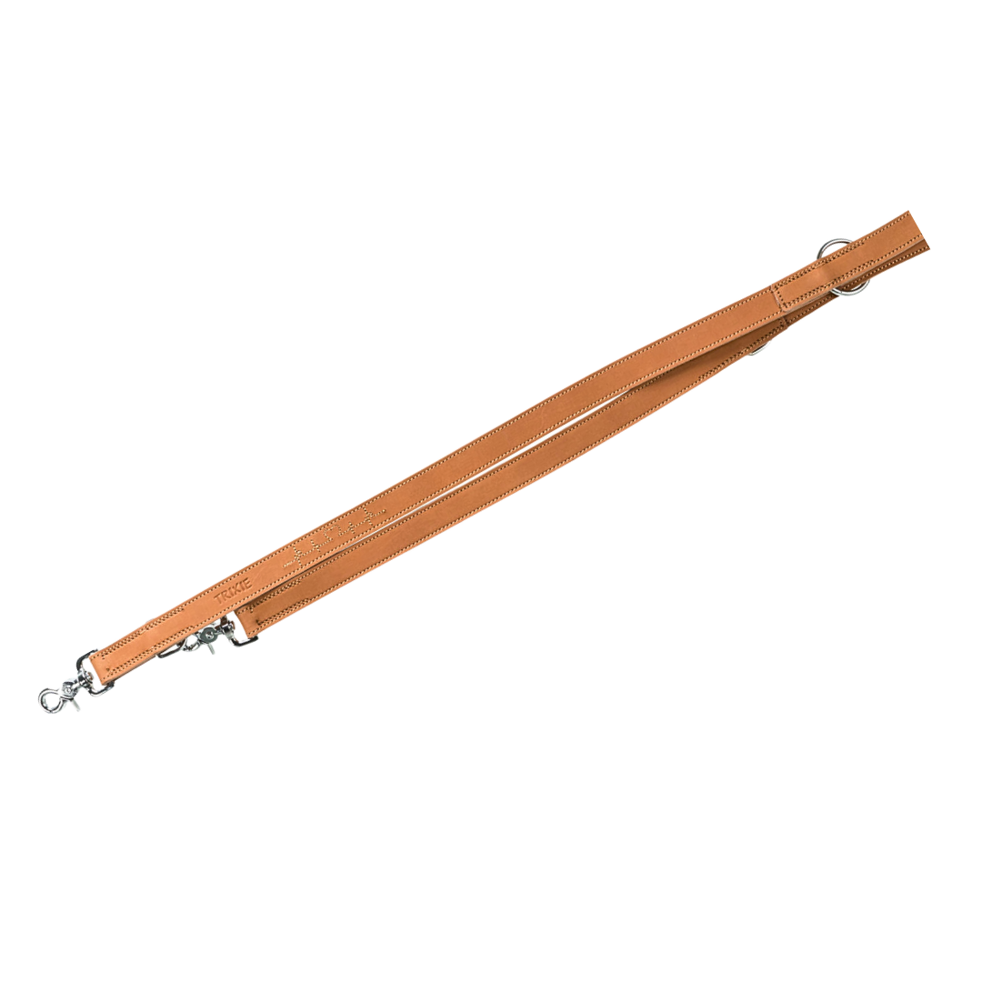 Rustic Lederleine mit Stickerei Cognac