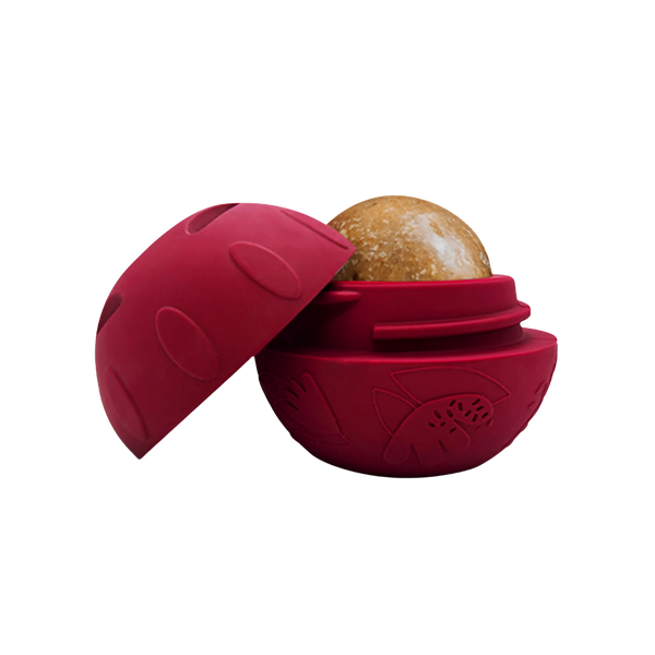 Roter Hundespielzeug-Schleckball mit abnehmbarem Deckel 