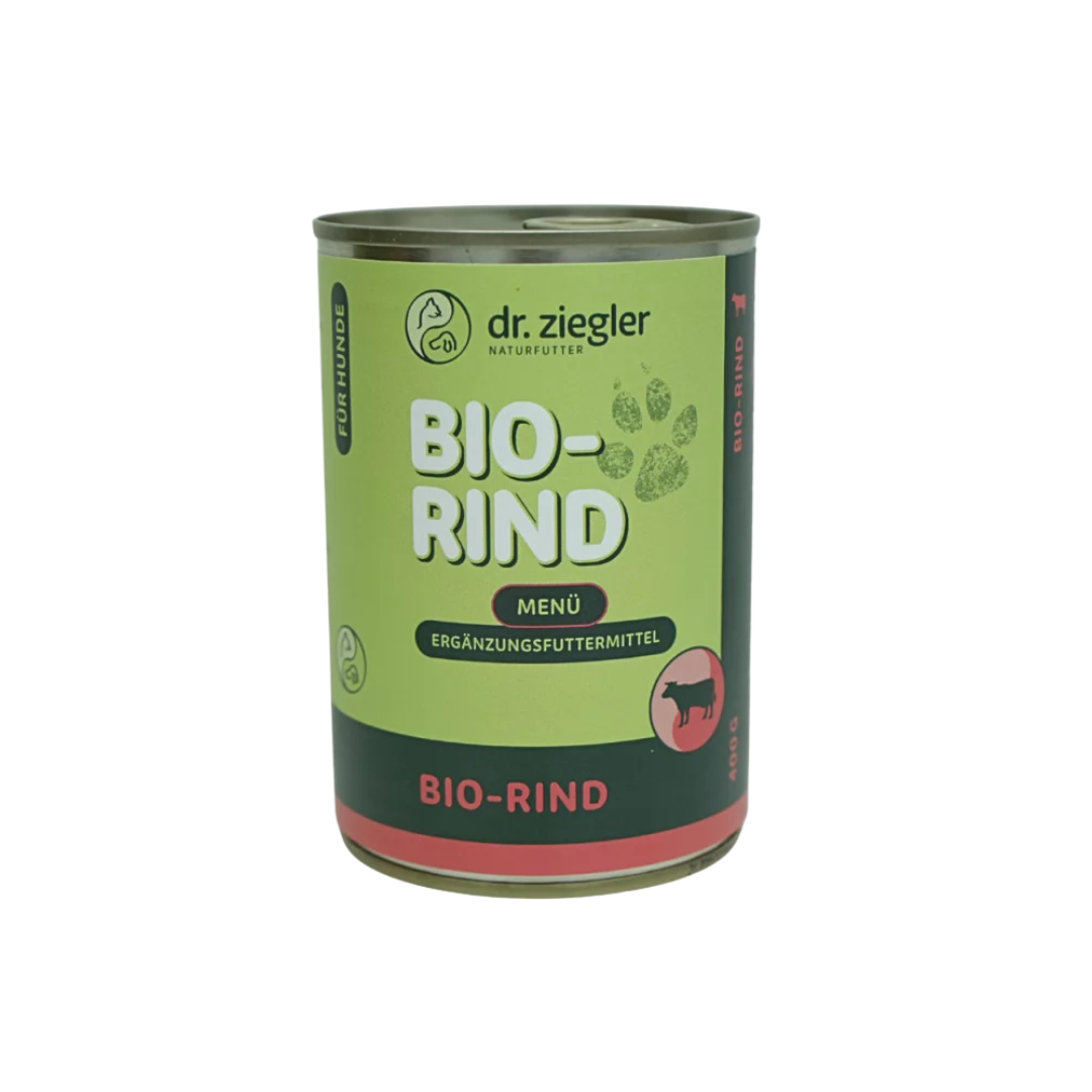 Dose Dr. Ziegler Bio-Rind Menü Hundefutter, 400g, grün-rote Verpackung