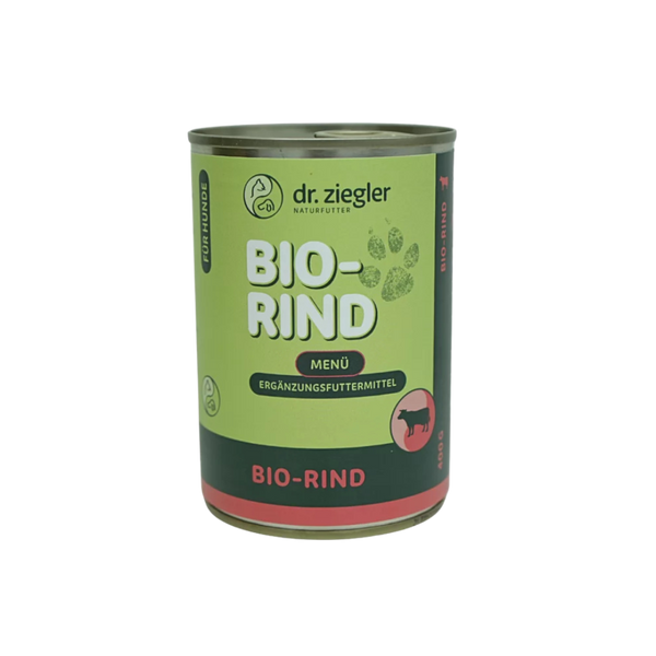 Dose Dr. Ziegler Bio-Rind Menü Hundefutter, 400g, grün-rote Verpackung