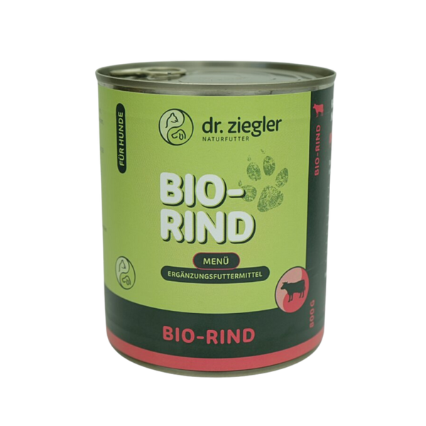 Dose Dr. Ziegler Bio-Rind Menü Hundefutter, 800g, grün-rote Verpackung